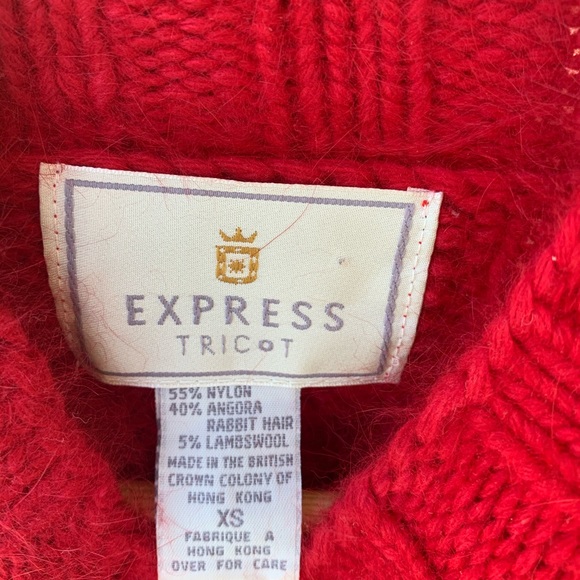 Express Tricot XS/S Red Sweater angora and lambswool - Picture 3 of 11